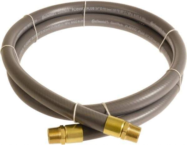 Continental ContiTech - 3/4" ID x 1.11" OD 5' Long Multipurpose Air Hose - MNPT x MNPT Ends, 250 Working psi, -10 to 158°F, 3/4" Fitting, Gray - Eagle Tool & Supply