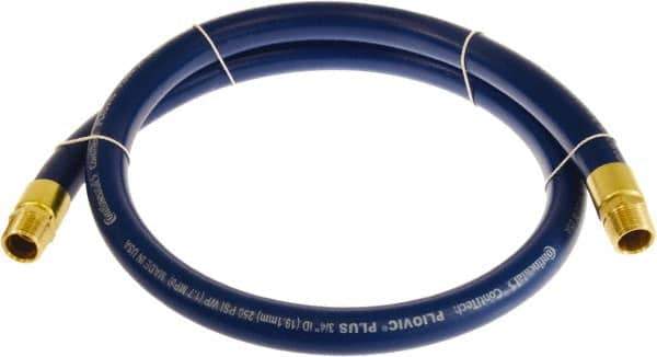 Continental ContiTech - 3/4" ID x 1.11" OD 5' Long Multipurpose Air Hose - MNPT x MNPT Ends, 250 Working psi, -10 to 158°F, 3/4" Fitting, Blue - Eagle Tool & Supply