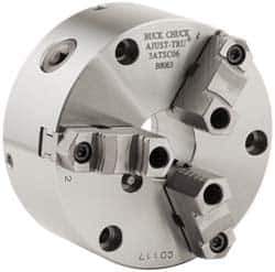 Buck Chuck Company - 3 Jaws, 12" Diam, Self Centering Manual Lathe Chuck - Front Mount, Adjustable, Reversible, 2,300 Max RPM, 4.14" Through Hole Diam, Forged Steel - Eagle Tool & Supply