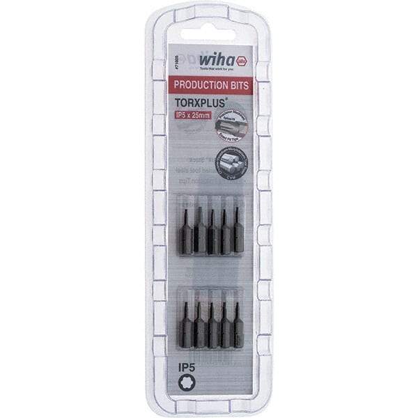 Wiha - 1/4" Drive IP5 Torx Plus Screwdriver Bit - 1" OAL, Insert Bit - Eagle Tool & Supply