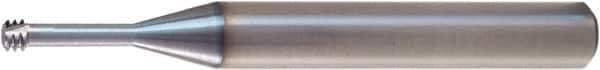 Vargus - M4x0.7 ISO, 0.124" Cutting Diam, 3 Flute, Solid Carbide Helical Flute Thread Mill - Internal Thread, 0.486" LOC, 2.244" OAL, 1/4" Shank Diam - Eagle Tool & Supply
