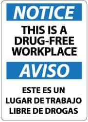 NMC - "Notice - This Is a Drug-Free Workplace", 14" Long x 10" Wide, Rigid Plastic Safety Sign - Rectangle, 0.05" Thick, Use for Security & Admittance - Eagle Tool & Supply