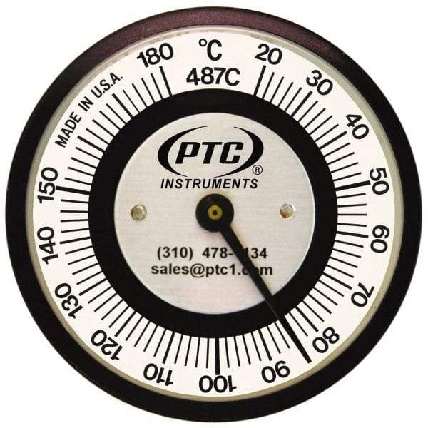 PTC Instruments - 20 to 180°C, 2 Inch Dial Diameter, Pipe Surface Spring Held Thermometer - 2° Division Graduation - Eagle Tool & Supply