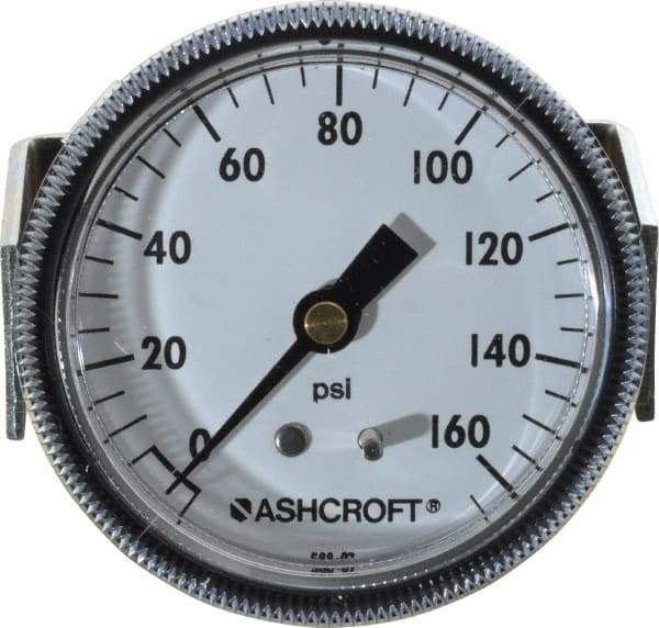 Ashcroft - 2-1/2" Dial, 1/4 Thread, 0-160 Scale Range, Pressure Gauge - Center Back Connection Mount - Eagle Tool & Supply