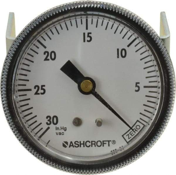 Ashcroft - 2-1/2" Dial, 1/4 Thread, 30-0 Scale Range, Pressure Gauge - Center Back Connection Mount - Eagle Tool & Supply