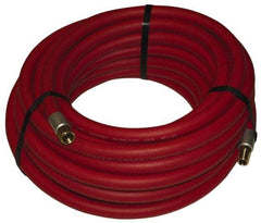 Alliance Hose & Rubber - 3/8" ID x 23/32" OD 50' Long Multipurpose Air Hose - MNPT x FNPT(Swivel) Ends, 300 Working psi, -40 to 190°F, 1/4" Fitting, Red - Eagle Tool & Supply