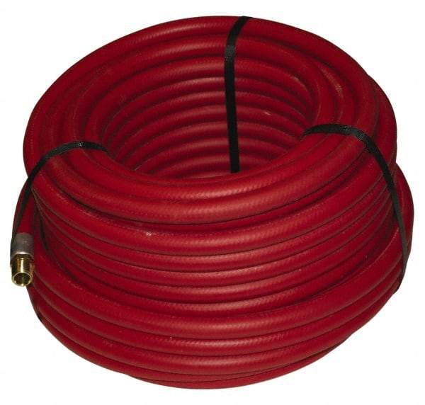 Alliance Hose & Rubber - 1/4" ID x 1/2" OD 100' Long Multipurpose Air Hose - MNPT x FNPT(Swivel) Ends, 200 Working psi, -40 to 190°F, 1/4" Fitting, Red - Eagle Tool & Supply