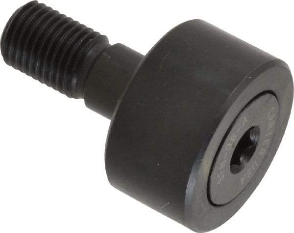 Made in USA - 1-1/8" Roller Diam x 5/8" Width, 7/16" Stud Diam x 1" Length, Stud Cam Follower - Steel, 1/2" Thread Length, 7/16-20 Thread, 1,780 Lb Dynamic Cap - Eagle Tool & Supply
