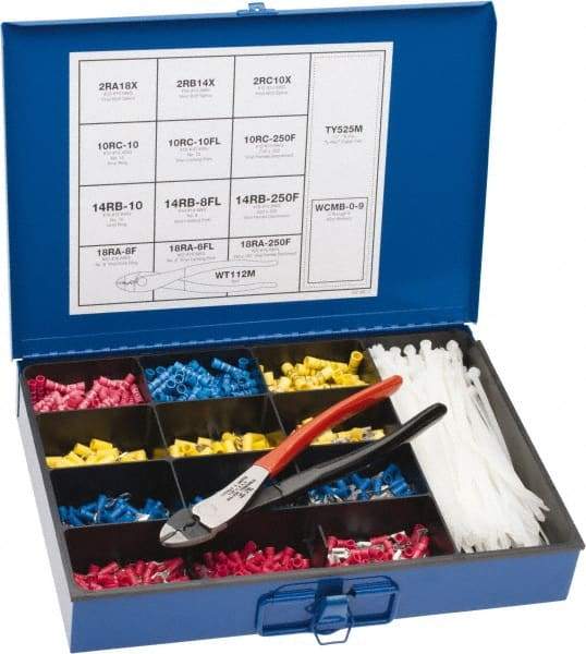 Thomas & Betts - 1,102 Piece, Terminal Kit - 22 to 10 AWG Compatible Wire Size - Eagle Tool & Supply