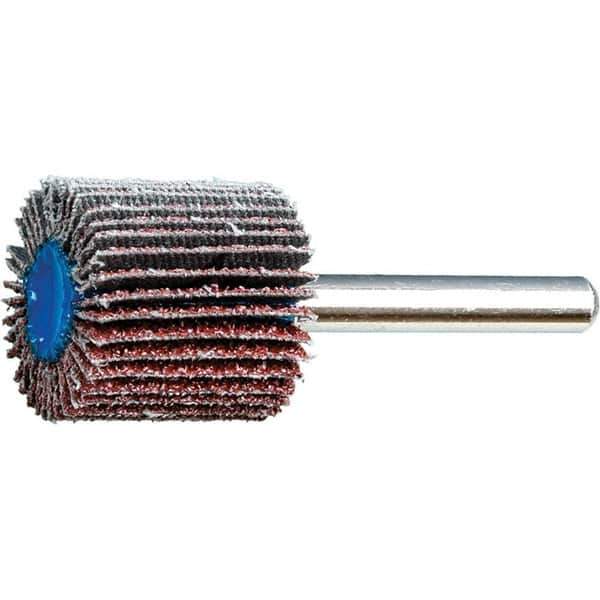 PFERD - 1" Diam x 1" Face Width, Aluminum Oxide Coated Mounted Flap Wheel - 1/4" Shank Mount, 40 Grit, 25,000 Max RPM - Eagle Tool & Supply