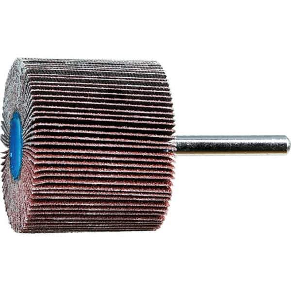 PFERD - 2" Diam x 1-1/2" Face Width, Aluminum Oxide Coated Mounted Flap Wheel - 1/4" Shank Mount, 80 Grit, 15,000 Max RPM - Eagle Tool & Supply