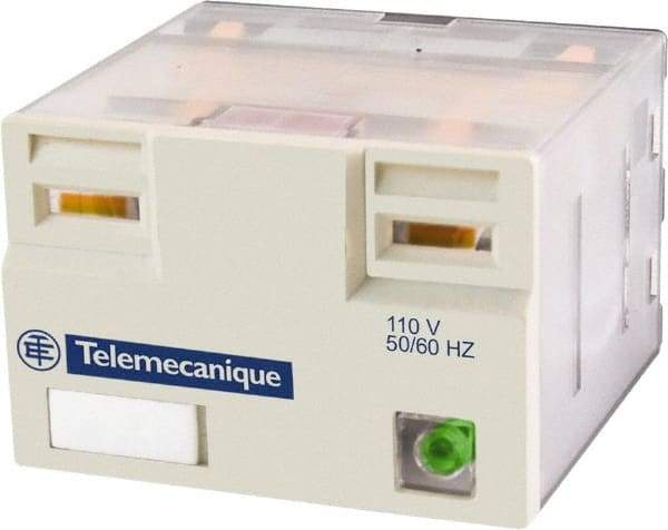 Schneider Electric - 3,750 VA Power Rating, Electromechanical Plug-in General Purpose Relay - 15 Amp at 250 VAC & 28 VDC, 4CO, 230 VAC - Eagle Tool & Supply