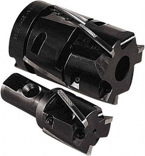 Seco - 6 Inserts, 3" Cut Diam, 1" Arbor Diam, 3-1/2" Max Depth of Cut, Indexable Square-Shoulder Face Mill - 0/90° Lead Angle, 4.76" High, R235.15-080 Insert Compatibility, Series R220.47 - Eagle Tool & Supply