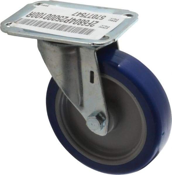 E.R. Wagner - 4" Diam x 1" Wide x 4-13/16" OAH Top Plate Mount Swivel Caster - Polyurethane, 140 Lb Capacity, Plain Bearing, 2-3/4 x 3-3/4" Plate - Eagle Tool & Supply