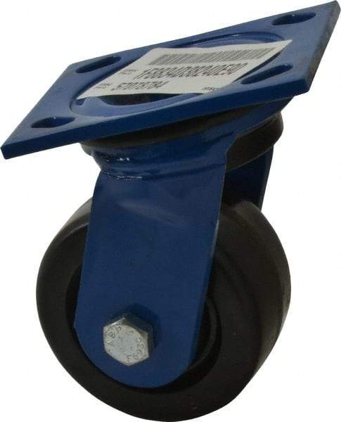 E.R. Wagner - 4" Diam x 2" Wide x 5-5/8" OAH Top Plate Mount Swivel Caster - Phenolic, 800 Lb Capacity, Delrin Bearing, 4 x 4-1/2" Plate - Eagle Tool & Supply