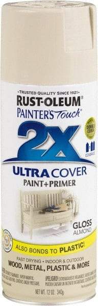 Rust-Oleum - Almond (Color), Gloss, Enamel Spray Paint - 8 to 12 Sq Ft per Can, 12 oz Container - Eagle Tool & Supply