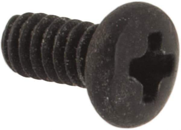 Made in USA - #0-80 UNF, 1/8" Length Under Head Phillips Drive Machine Screw - Pan Head, Grade 18-8 Stainless Steel, Black Oxide Finish, Without Washer - Eagle Tool & Supply