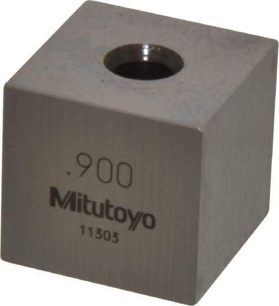 Mitutoyo - 0.9" Square Steel Gage Block - Accuracy Grade 0, Includes Certificate of Inspection - Eagle Tool & Supply