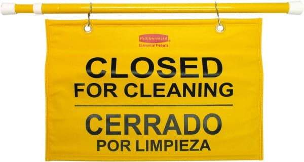 Rubbermaid - "Closed for Cleaning/Cerrado Por Limpieza", 13" Long, Pressure-Sensitive Vinyl Safety Sign - Rectangle, Use for Accident Prevention - Eagle Tool & Supply