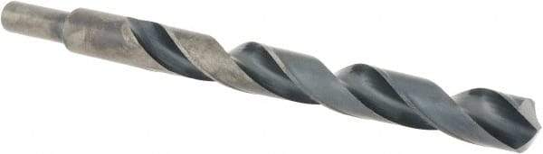 Cle-Line - 17/32" Drill, 135° Point, High Speed Steel Silver Deming & Reduced Shank Drill Bit - Oxide Finish, 6-5/8" OAL, Straight Shank, 4-13/16" Flute Length, Right Hand Cut, Split Point, Spiral Flute, Regular Spiral - Eagle Tool & Supply