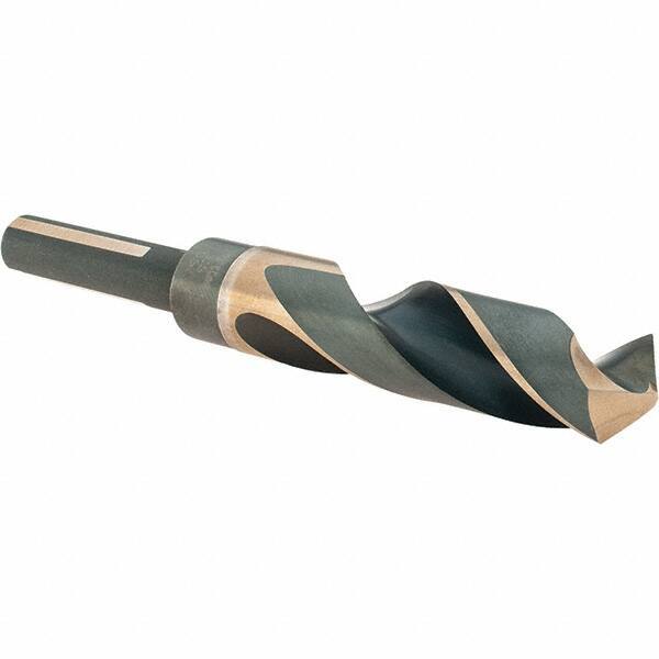 Cle-Line - 21mm Drill, 118° Point, High Speed Steel Silver Deming & Reduced Shank Drill Bit - Oxide Finish, 6" OAL, Flats on Shank, 79mm Flute Length, Right Hand Cut, Split Point, Spiral Flute, Regular Spiral - Eagle Tool & Supply