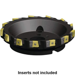 Kennametal - 7 Inserts, 6" Cut Diam, 2" Arbor Diam, 25.45mm Max Depth of Cut, Indexable Square-Shoulder Face Mill - 0/90° Lead Angle, 2-3/8" High, LN.U 2210.. Insert Compatibility, Series MEGA90 - Eagle Tool & Supply