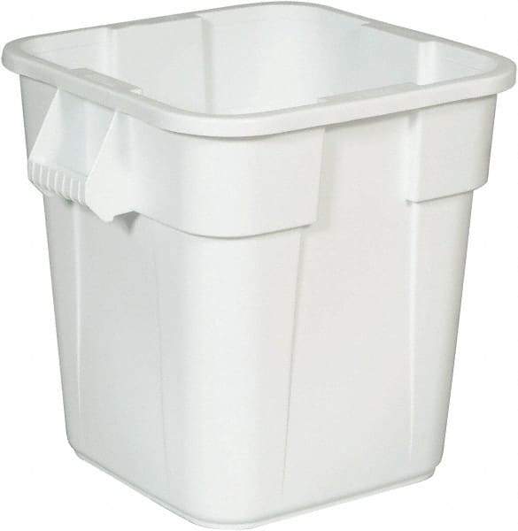 Rubbermaid - 28 Gal White Square Trash Can - Polyethylene, 572mm High x 546.1mm Long x 546.1mm Wide - Eagle Tool & Supply