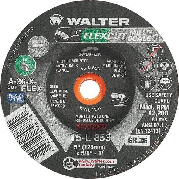 WALTER Surface Technologies - 5" Diam, 36 Grit Surface Grinding Wheel - Eagle Tool & Supply