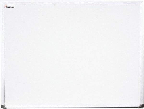 Ability One - 2" High x 53" Wide Porcelain on Steel Magnetic Marker Board with Wood Frame - Porcelain, 77" Deep - Eagle Tool & Supply