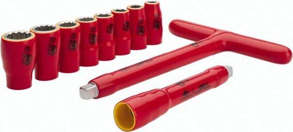Wiha - 10 Piece 3/8" Drive Socket Set - 12 Points, 8mm to 19mm Range, Metric Measurement Standard - Eagle Tool & Supply