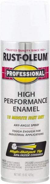 Rust-Oleum - White, Gloss, Rust Proof Enamel Spray Paint - 14 Sq Ft per Can, 15 oz Container, Use on Multipurpose - Eagle Tool & Supply