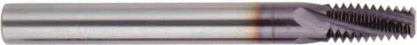 Regal Cutting Tools - 1/4-18, 3/8-18 NPTF, 0.305" Cutting Diam, 4 Flute, Solid Carbide Helical Flute Thread Mill - Internal/External Thread, 5/8" LOC, 3" OAL - Eagle Tool & Supply