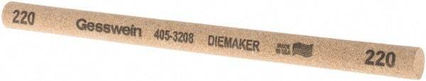 Made in USA - 220 Grit Aluminum Oxide Round Polishing Stone - Coarse/Medium Grade, 3/8" Wide x 6" Long x 3/8" Thick - Eagle Tool & Supply