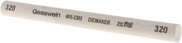 Made in USA - 320 Grit Aluminum Oxide Round Polishing Stone - Coarse/Medium Grade, 1/2" Wide x 6" Long x 1/2" Thick - Eagle Tool & Supply