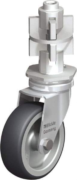 Blickle - 3" Diam x 63/64" Wide x 4" OAH Metal Expander Mount Swivel Caster - Rubber Elastomer (TPE), 165 Lb Capacity, Plain Bore Bearing, Metal Expander Stem - Eagle Tool & Supply