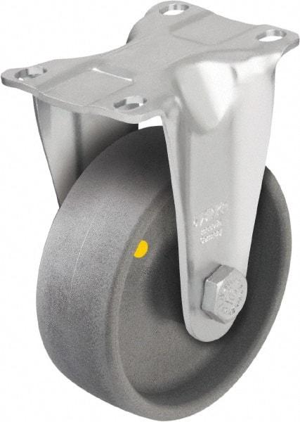 Blickle - 5" Diam x 1-9/16" Wide x 6-1/8" OAH Top Plate Mount Rigid Caster - Impact-Resistant Nylon, 400 Lb Capacity, Plain Bore Bearing, 3-5/8 x 2-1/2" Plate - Eagle Tool & Supply