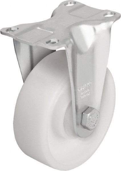 Blickle - 5" Diam x 1-9/16" Wide x 6-1/8" OAH Top Plate Mount Rigid Caster - Impact-Resistant Nylon, 400 Lb Capacity, Ball Bearing, 3-5/8 x 2-1/2" Plate - Eagle Tool & Supply