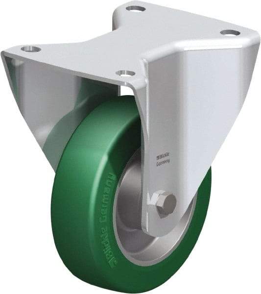 Blickle - 5" Diam x 1-37/64" Wide x 6-1/2" OAH Top Plate Mount Rigid Caster - Polyurethane-Elastomer Blickle Softhane, 770 Lb Capacity, Ball Bearing, 5-1/2 x 4-3/8" Plate - Eagle Tool & Supply