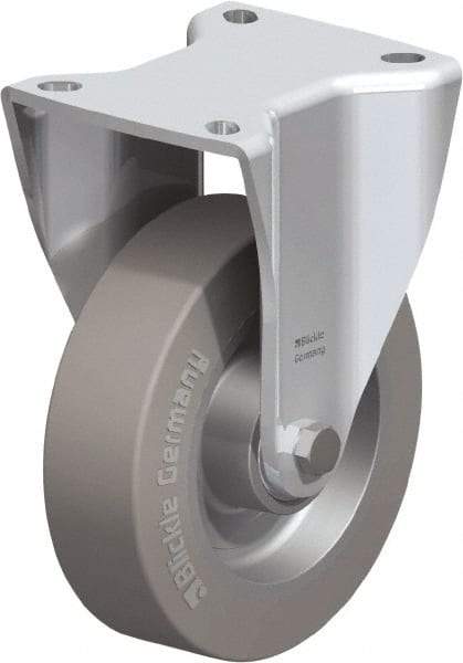 Blickle - 5" Diam x 1-37/64" Wide x 6-1/2" OAH Top Plate Mount Rigid Caster - Solid Rubber, 550 Lb Capacity, Ball Bearing, 3-15/16 x 3-3/8" Plate - Eagle Tool & Supply