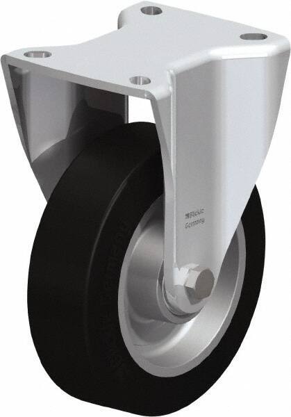 Blickle - 5" Diam x 1-37/64" Wide x 6-1/2" OAH Top Plate Mount Rigid Caster - Solid Rubber, 550 Lb Capacity, Ball Bearing, 3-15/16 x 3-3/8" Plate - Eagle Tool & Supply