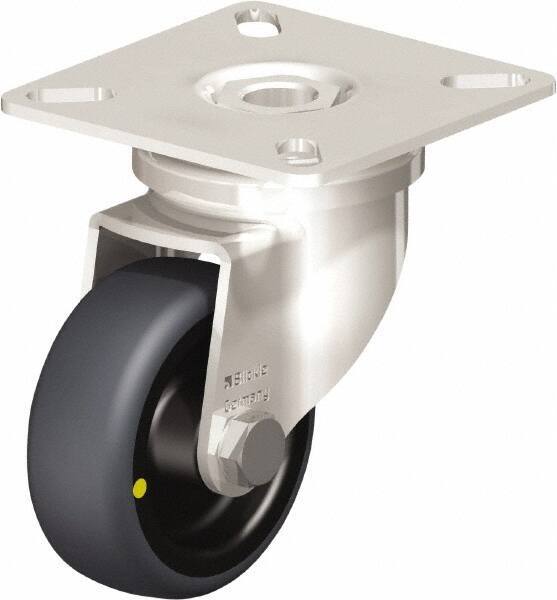 Blickle - 2" Diam x 3/4" Wide x 2-51/64" OAH Top Plate Mount Swivel Caster - Thermoplastic Rubber Elastomer (TPE), 66 Lb Capacity, Plain Bore Bearing, 2-3/8 x 2-3/8" Plate - Eagle Tool & Supply