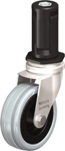 Blickle - 3" Diam x 63/64" Wide x 3-31/32" OAH Stem Mount Swivel Caster - Solid Rubber, 132 Lb Capacity, Plain Bore Bearing, Round Stem - Eagle Tool & Supply