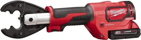 Milwaukee Tool - 6 Ton Electric Crimper - Includes Charger, 2 18V Li-Ion Batteries, Crimper Jaw, Carabiner, Utility Bucket Bag - Eagle Tool & Supply