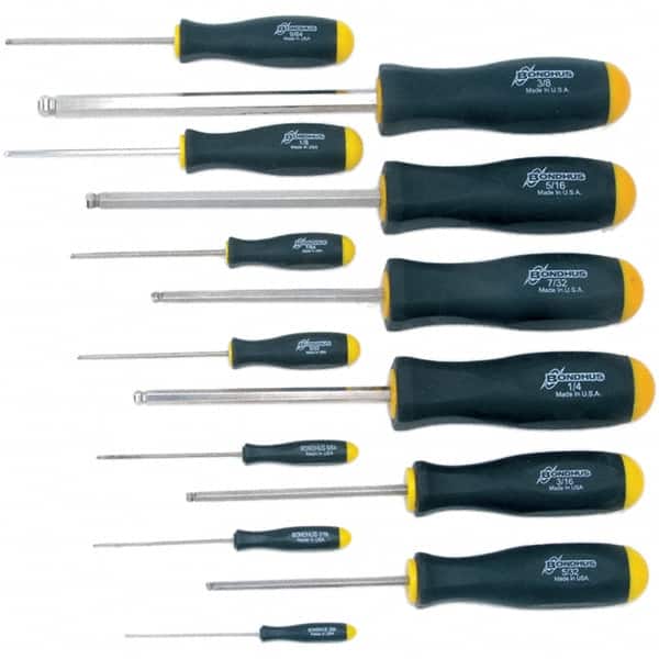 Bondhus - Hex Driver Sets Tool Type: Ball End Size Range (Inch): 0.050 - 3/8 - Eagle Tool & Supply