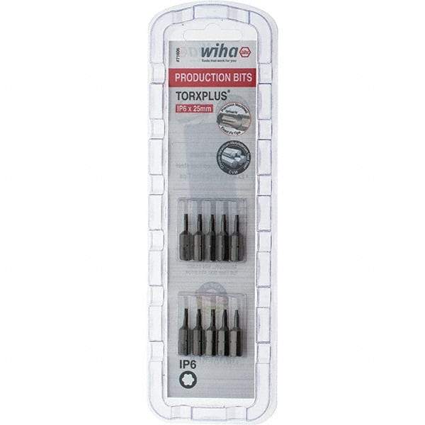 Wiha - 1/4" Drive IP6 Torx Plus Screwdriver Bit - 1" OAL, Insert Bit - Eagle Tool & Supply