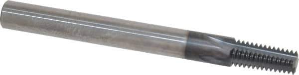 Scientific Cutting Tools - 1/16-27, 1/8-27 Thread, 1/4" Shank Diam, TiAlN Coating, Solid Carbide Straight Flute Thread Mill - 4 Flutes, 2-1/2" OAL, 1/16" Min Noml Diameter - Eagle Tool & Supply