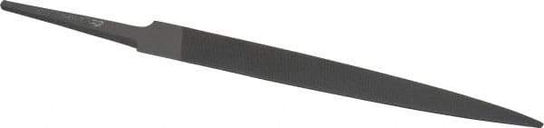 Grobet - 4" Standard Precision Swiss Pattern Half Round File - Double Cut, 15/32" Width Diam x 9/64" Thick, With Tang - Eagle Tool & Supply