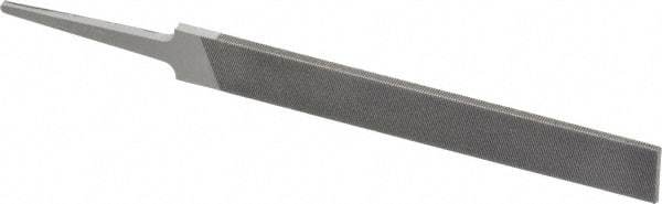 Grobet - 4" Standard Precision Swiss Pattern Hand File - Double Cut, 17/32" Width Diam x 1/8" Thick, With Tang - Eagle Tool & Supply