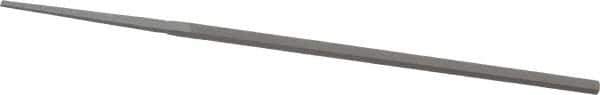 Grobet - 4" Standard Precision Swiss Pattern Narrow Pillar File - Double Cut, 5/32" Width Diam x 5/64" Thick, With Tang - Eagle Tool & Supply