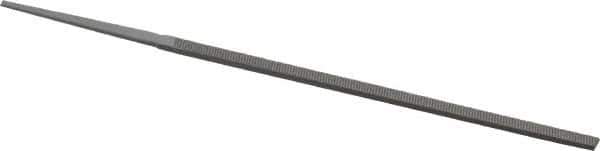 Grobet - 4" Standard Precision Swiss Pattern Narrow Pillar File - Double Cut, 5/32" Width Diam x 5/64" Thick, With Tang - Eagle Tool & Supply